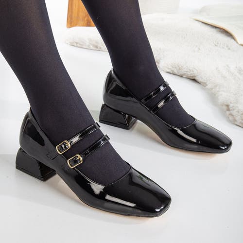 Forever & Always Shoes Lizbeth Mary Jane Shoes In Black Patent