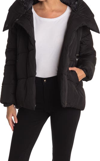 Bcbg long eco outlet duvet hooded puffer coat