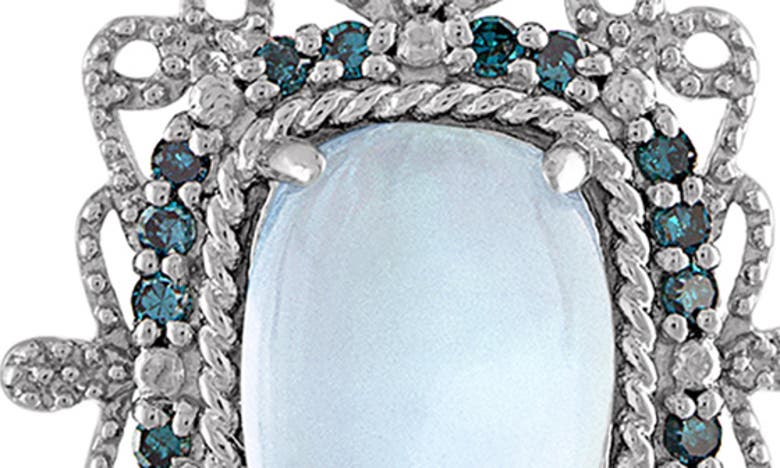 Fzn Sterling Silver Opal & Pavé Blue Diamond Drop Earrings In White