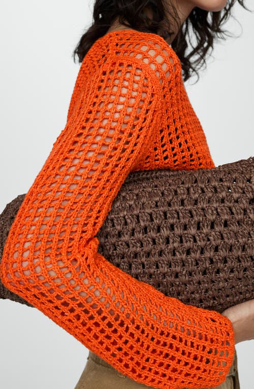 Shop Mango Openwork Sweater In Orange