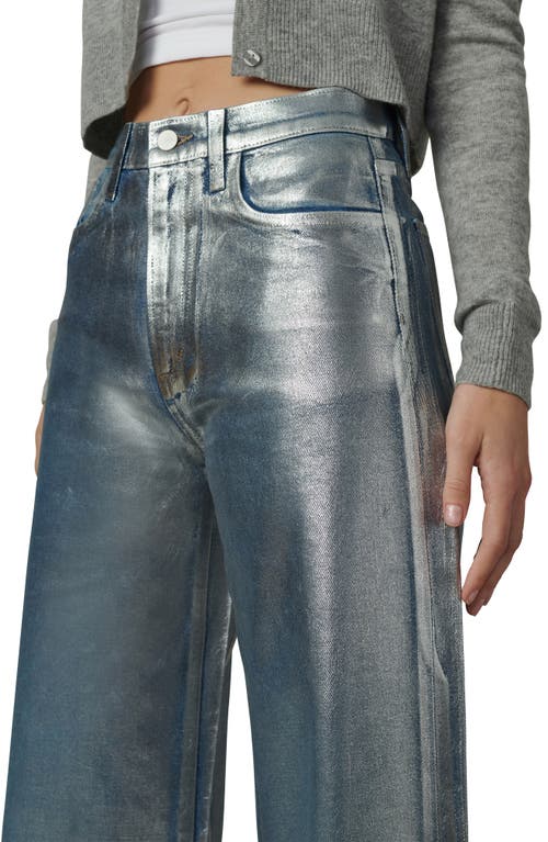 Shop Joe's The Mia Metallic High Waist Wide Leg Jeans In Party Indigo