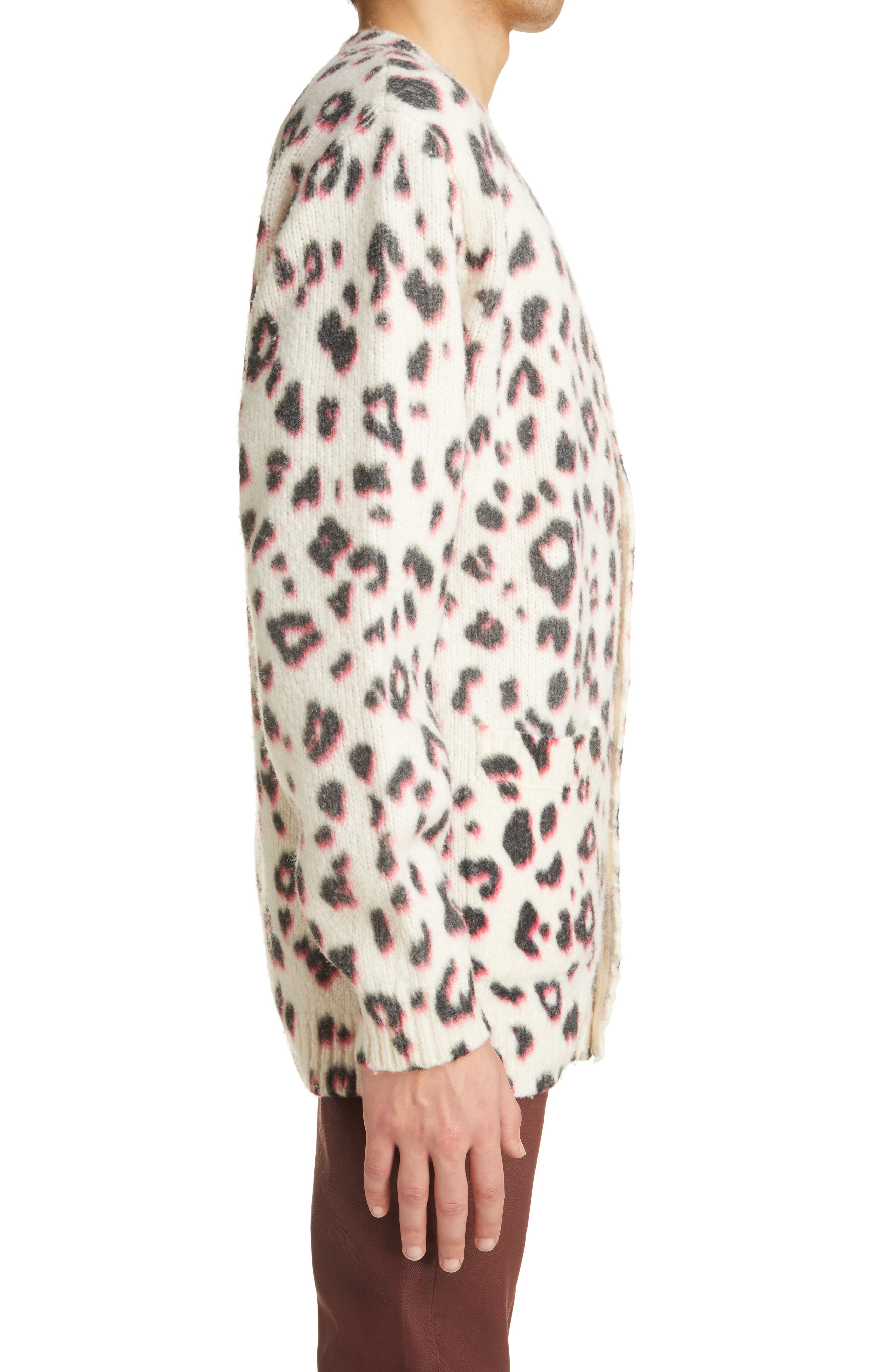 Dries Van Noten White Leopard Cardigan