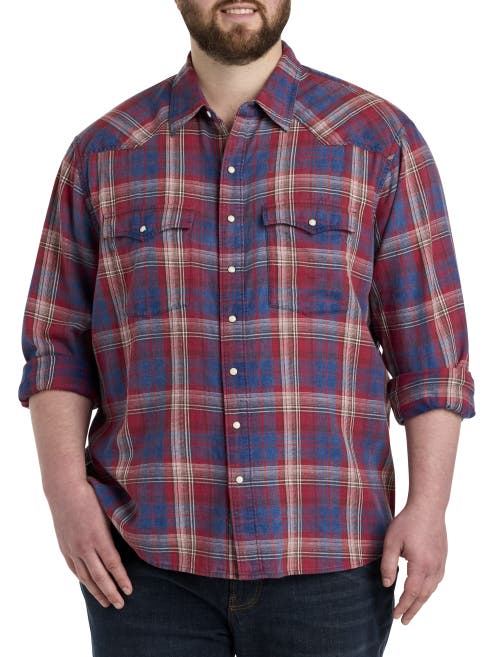 Lucky Brand Indigo Plaid Western Sport Shirt In Multi