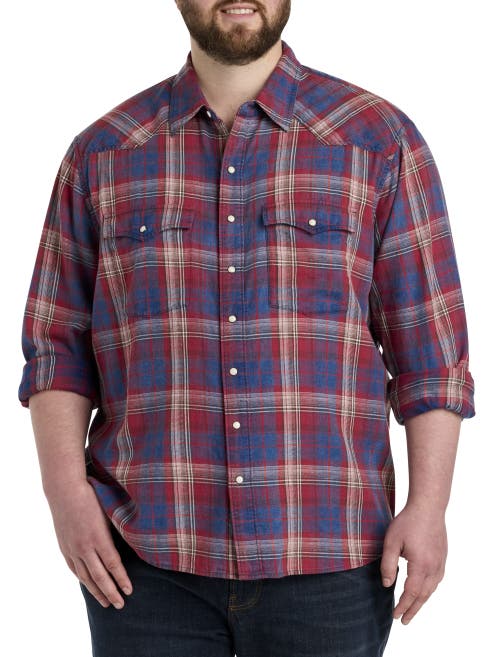 Shop Lucky Brand Indigo Plaid Western Sport Shirt In Red Multi