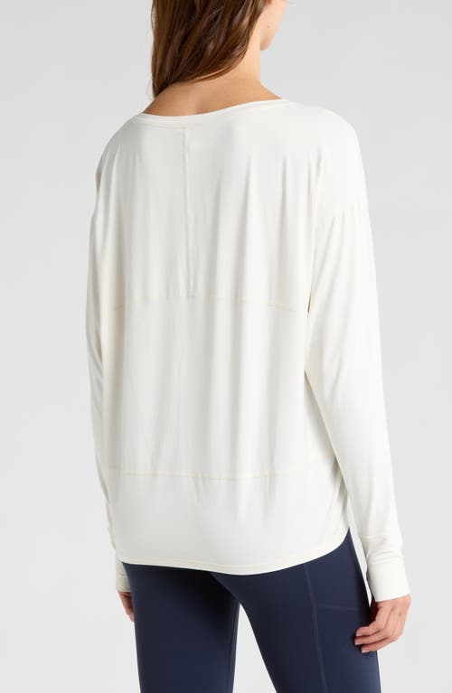 Shop Zella Seamless Jacquard Long Sleeve T-shirt In Ivory Abstract Spots