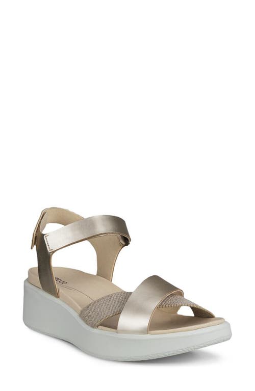 Ecco Flowt Water Resistant Wedge Sandal In Pure White Gold