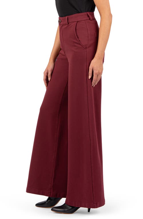 Shop Kut From The Kloth Meg High Waist Super Wide Leg Twill Pants In Wine