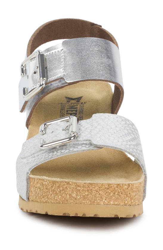 Mephisto Lissandra Platform Wedge Sandal In Nickel Star Leather