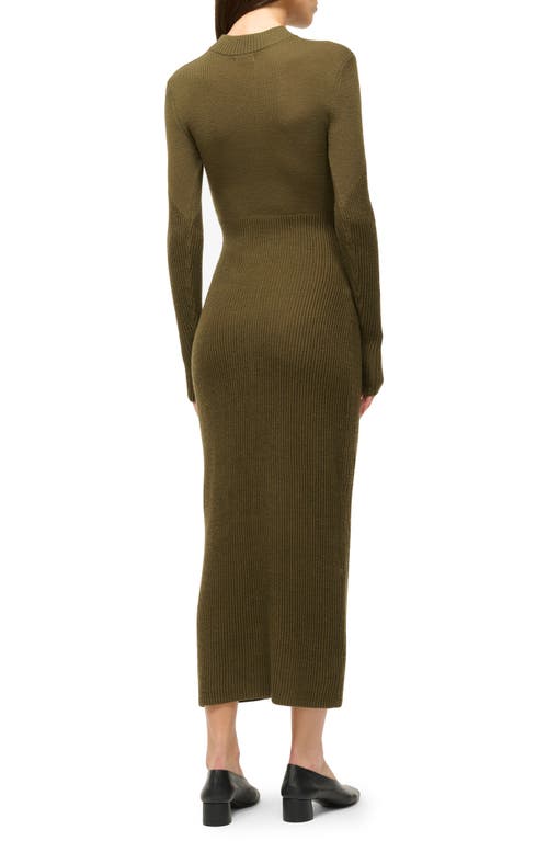 Shop Staud Ramona Long Sleeve Wool Blend Sweater Dress In Sergeant Green