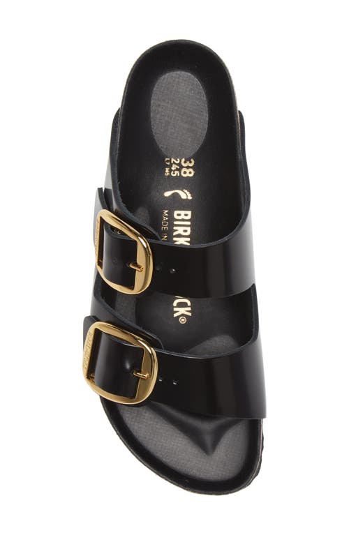 Shop Birkenstock Arizona Big Buckle Slide Sandal In High Shine Black