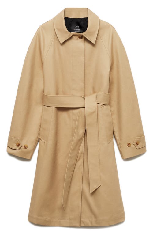 Shop Mango Tie Belt Trench Coat In Medium Brown