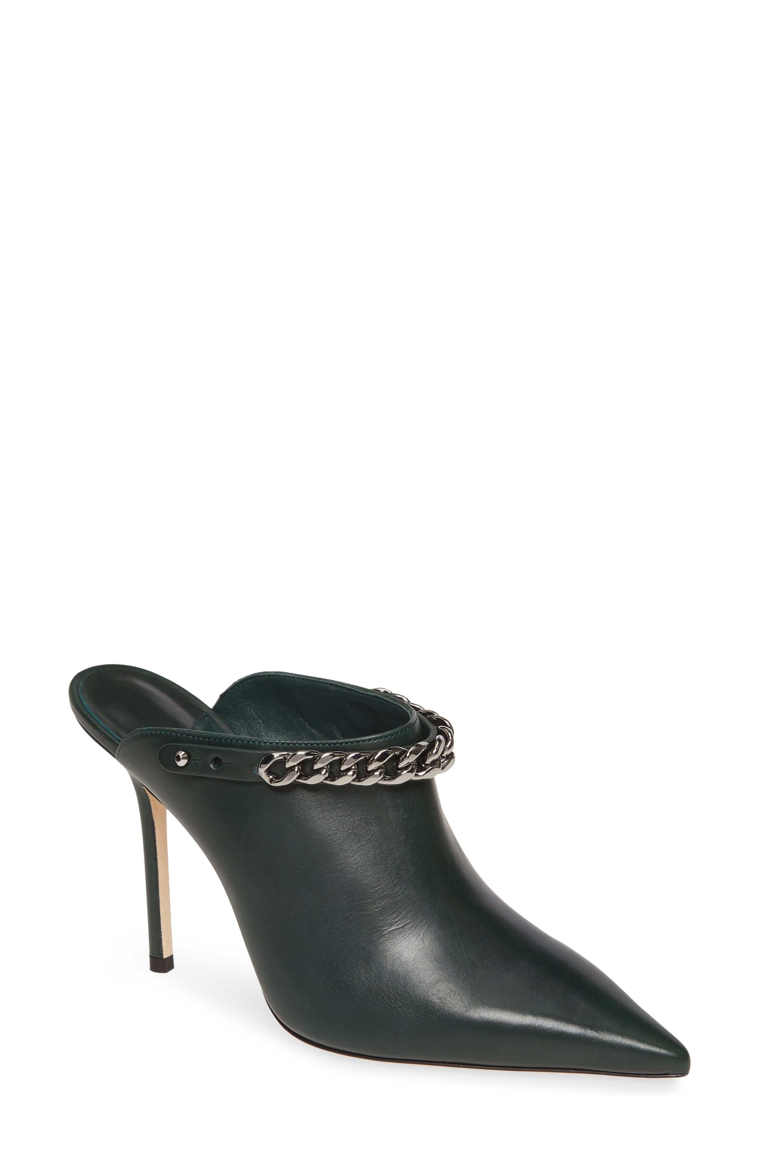 Jimmy Choo Lexx Chain Pointy Toe Mule, Green