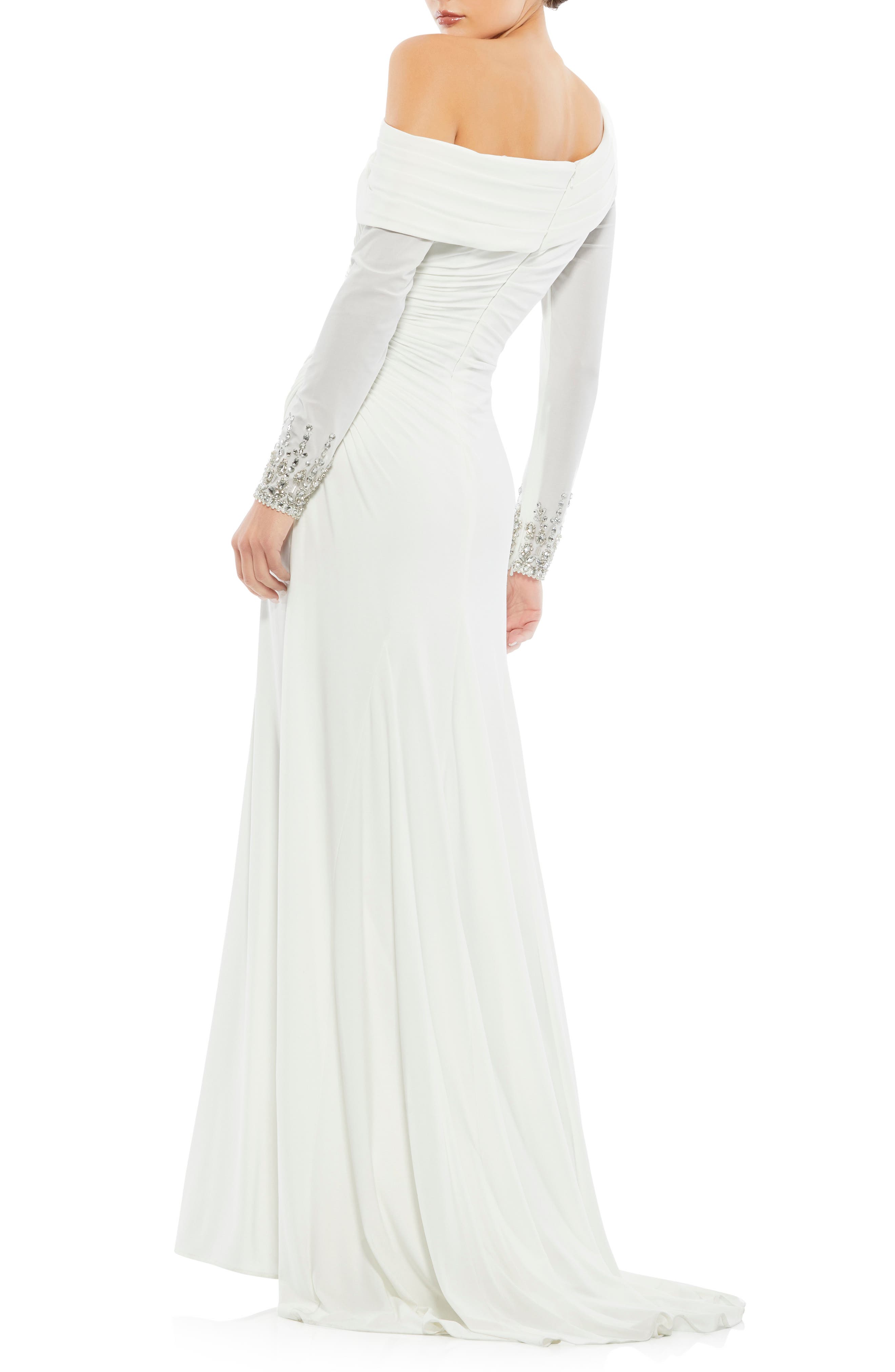 Mac Duggal One-Shoulder Long Sleeve Jersey Gown | Nordstrom