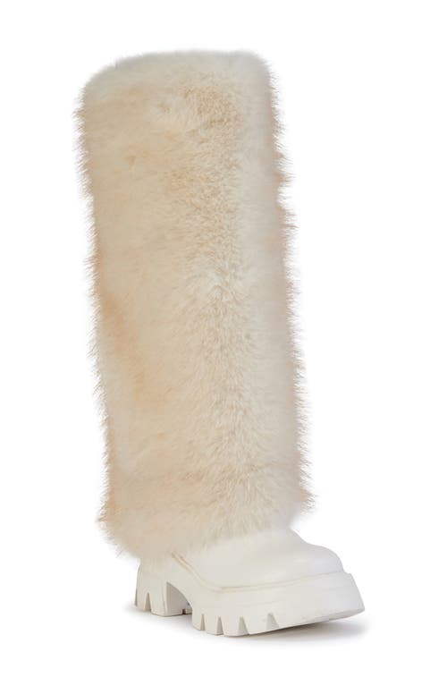 Azalea Wang Ahsoka Faux Shearling Lug Sole Boot In White