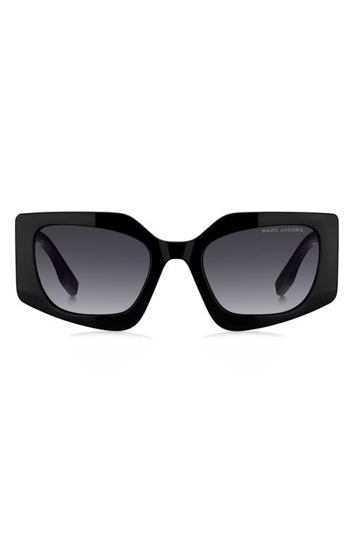 Marc Jacobs 53mm Gradient Rectangular Sunglasses In Black/dark Grey Sf