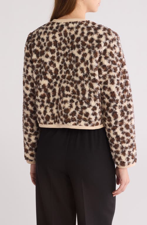 Shop Endless Rose Leopard Faux Shearling Jacket In Ivory Multi