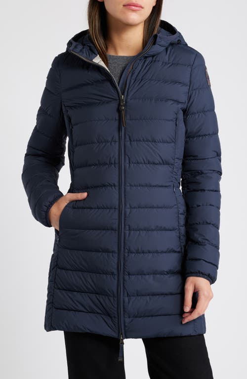 Shop Parajumpers Irene 600-fill-power Down Puffer Long Jacket In Blue