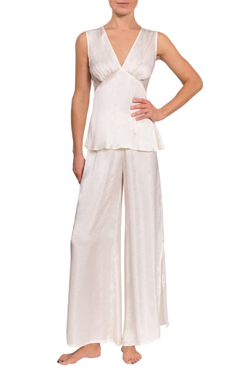 Everyday Ritual Wide Leg Satin Pajamas Pearl at Nordstrom,