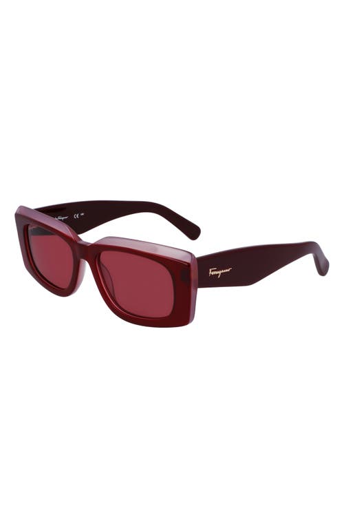 Shop Ferragamo 54mm Rectangular Sunglasses In Burgundy/rose