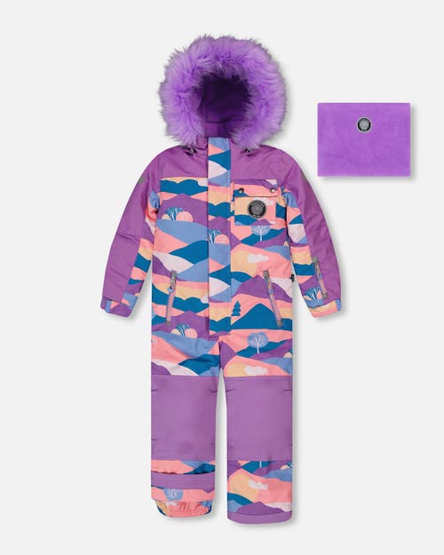 Shop Deux Par Deux Girl's One Piece Snowsuit Mauve Printed Landscape