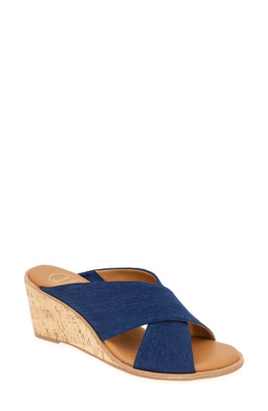 Shop Andre Assous André Assous Bryana Wedge Sandal In Navy