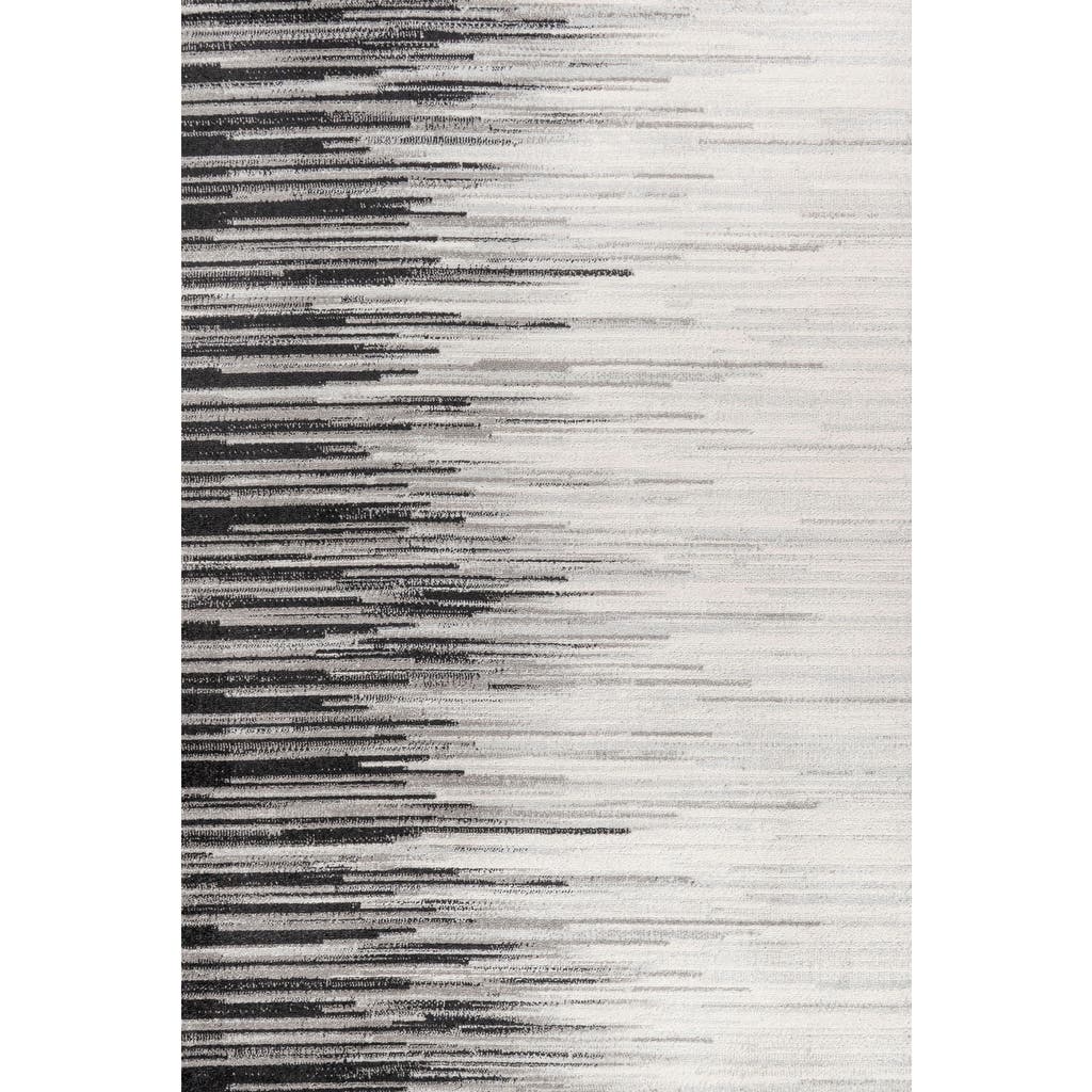 Jonathan Y Linear Modern Half-stripe Area Rug In Gray/cream