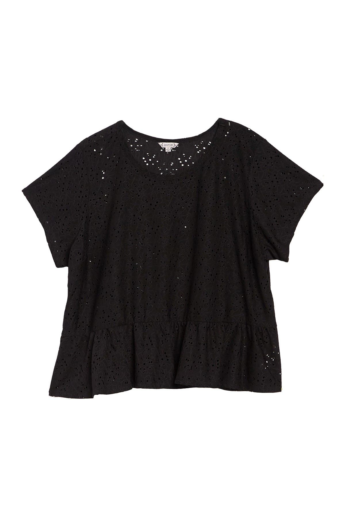 NANETTE nanette lepore | Eyelet Inset Pattern Peplum Top | Nordstrom Rack