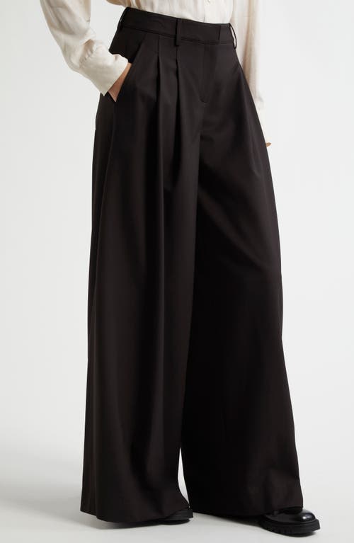 Shop Twp New Didi Wide Leg Stretch Wool Pants In Chocolate