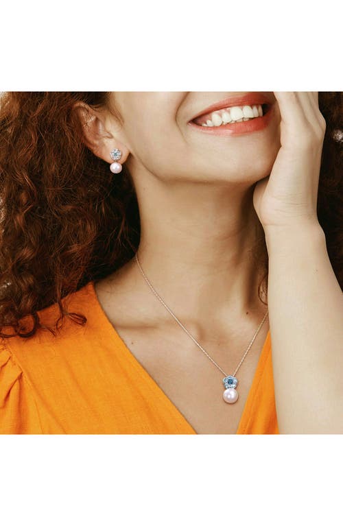 Delmar London Blue Topaz 11-12mm Cultured Pearl Drop Earrings In Blue