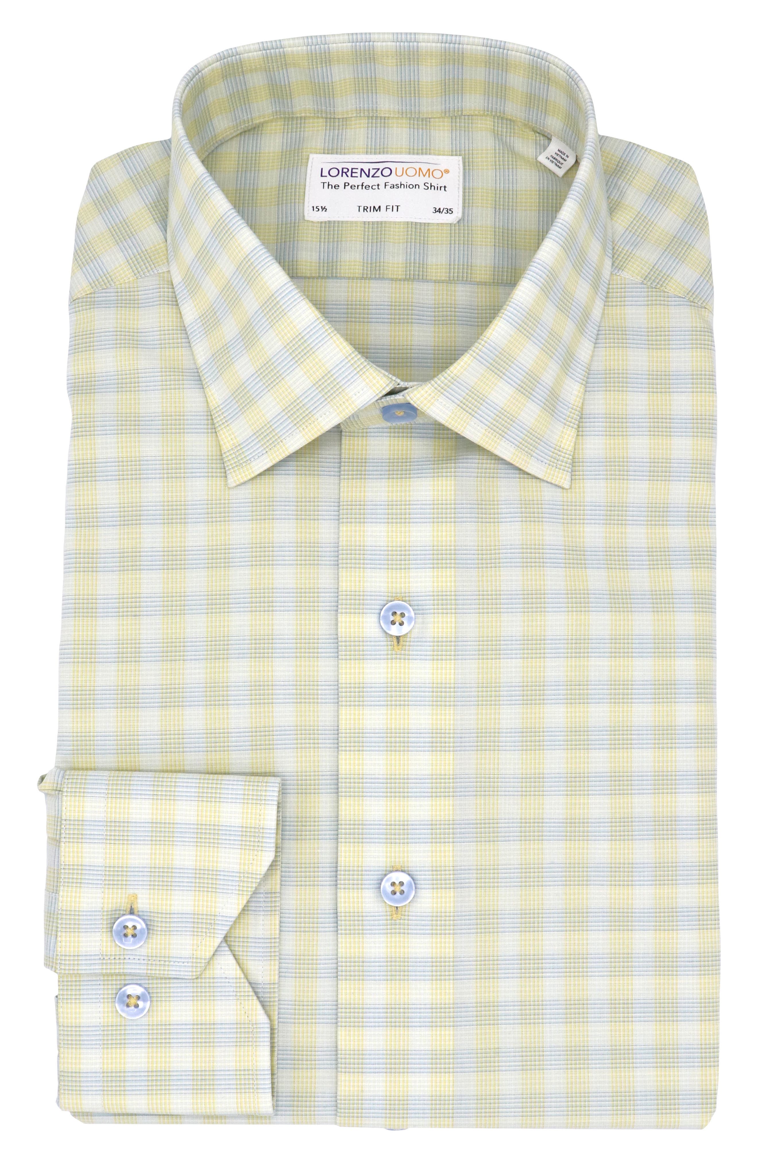 Lorenzo Uomo Trim Fit Check Stretch Cotton Dress Shirt | Nordstrom