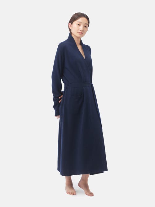 Gobi Cashmere Long Cashmere Robe In Navy