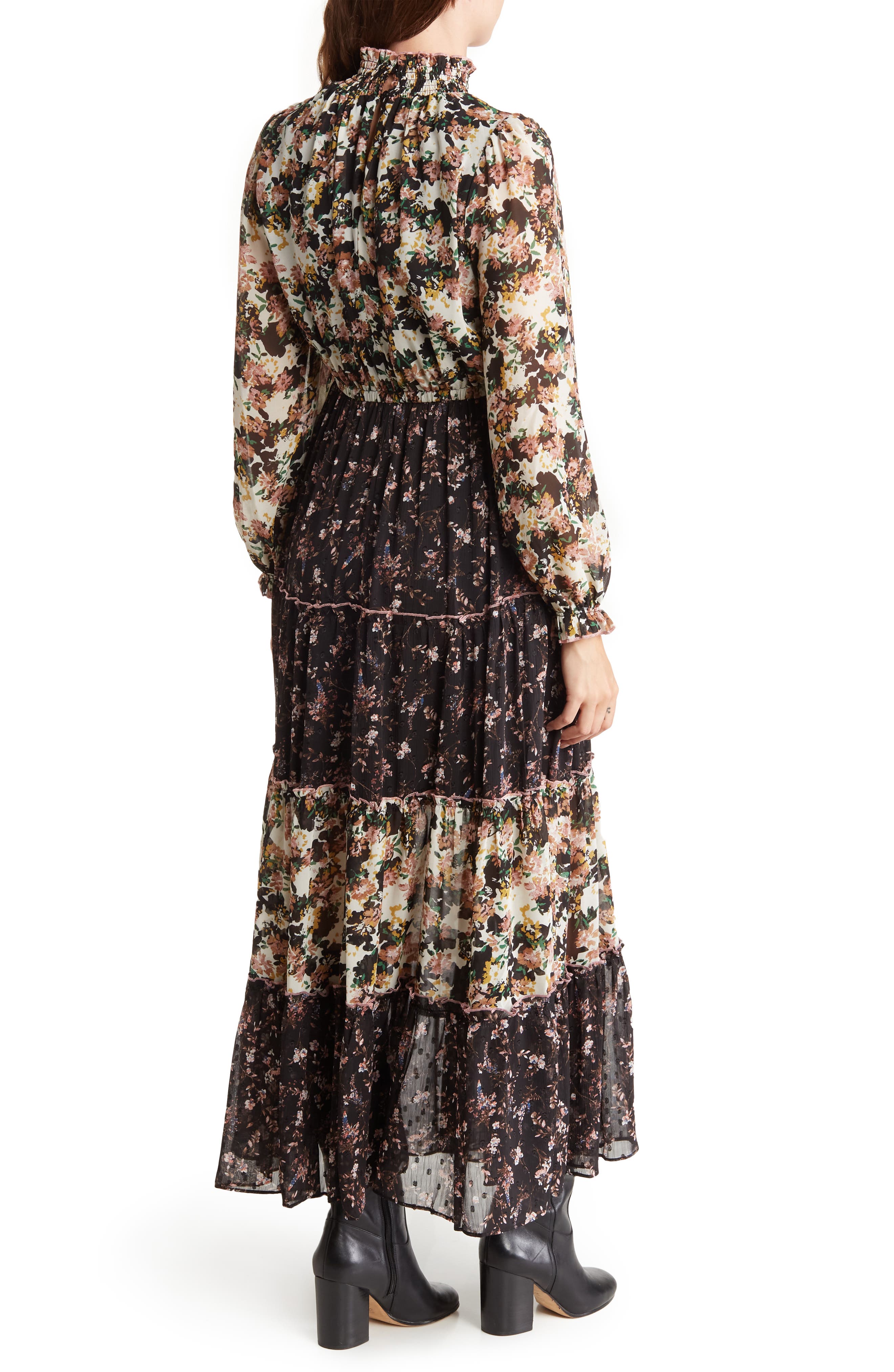 MELLODAY Smocked Mock Neck Dress 