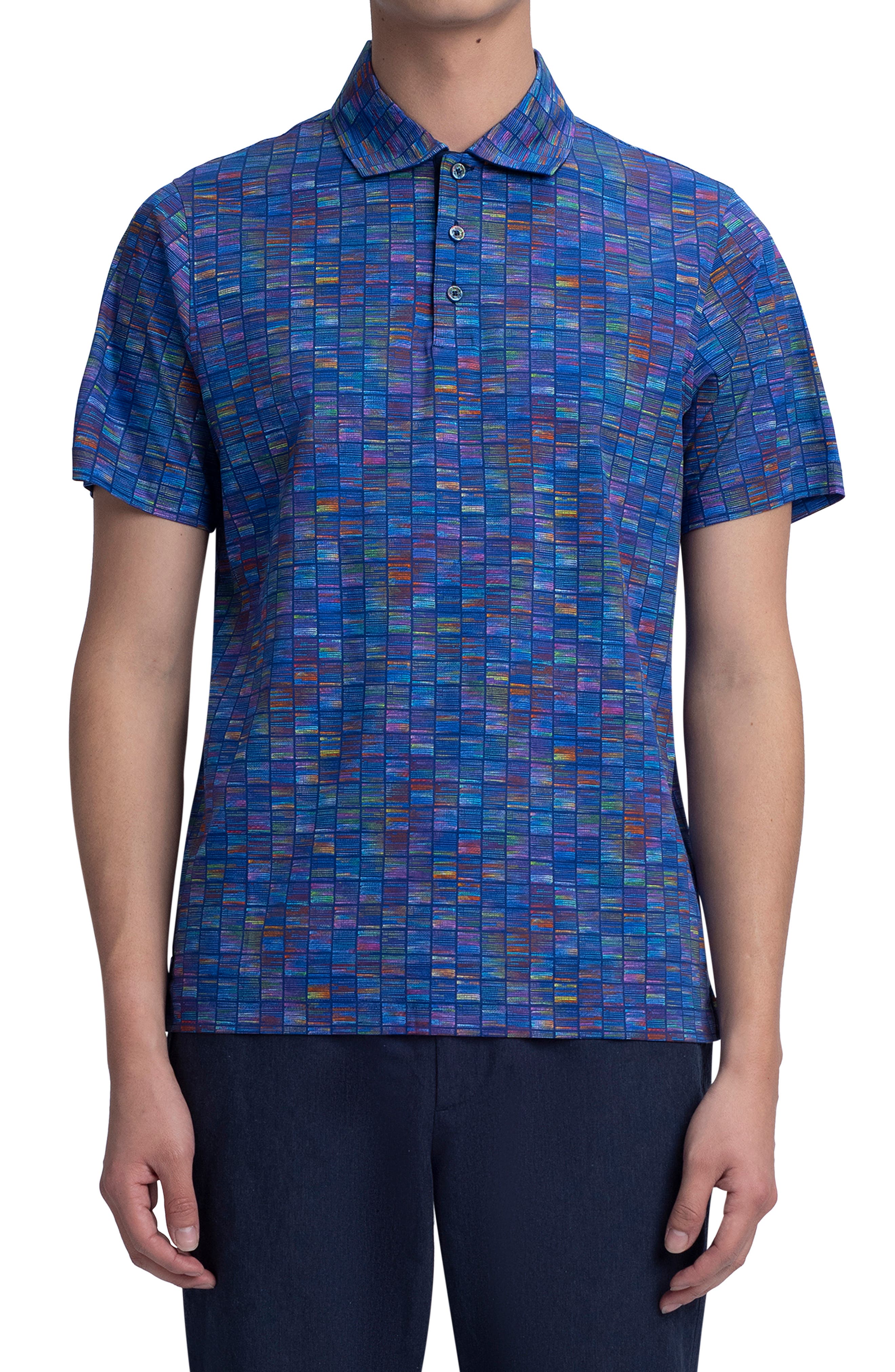 BUGATCHI Mens Soft Finish Modern Fit Digital Print Polo Shirt 
