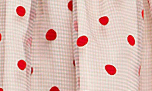 Shop English Factory Polka Dot Gingham Organza Minidress In Multi/red Dot