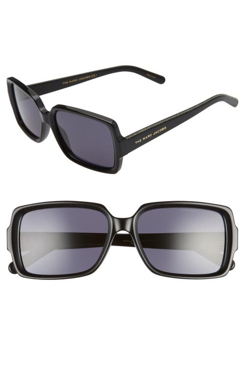56mm Rectangle Sunglasses in Black/Grey Blue