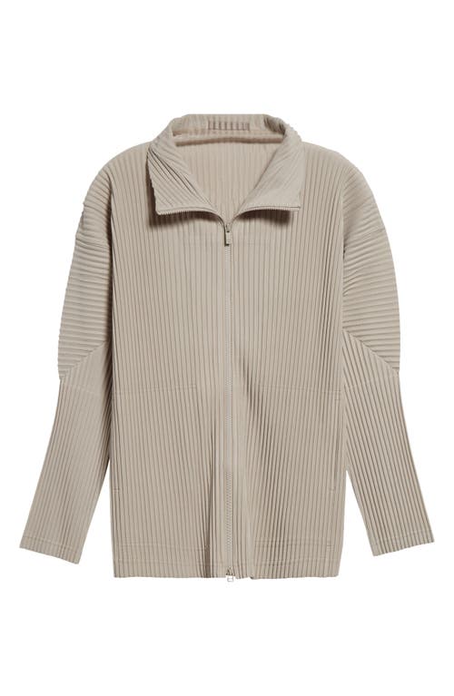 Issey Miyake Homme Plissé  Color Pleat Zip Jacket In Linen Beige