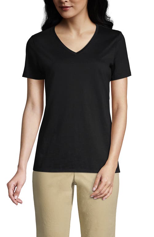 Shop Lands' End Relaxed Supima Cotton V-neck T-shirt In Black