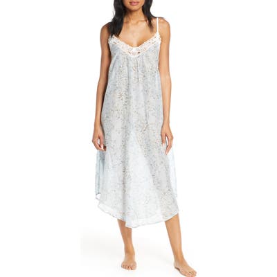 Papinelle Cherry Blossom Cotton & Silk Nightgown, Blue