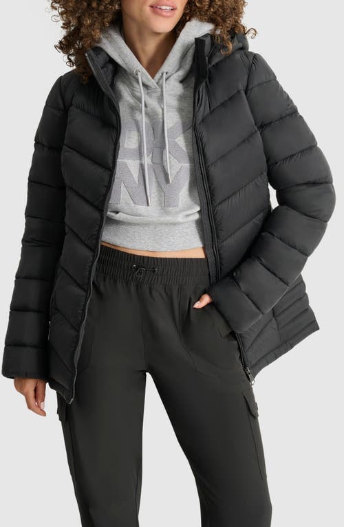 Dkny Cire Packable Hooded Puffer Jacket In Black