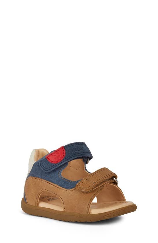 Shop Geox Kids' Macchia Sandal In Caramel/ Navy