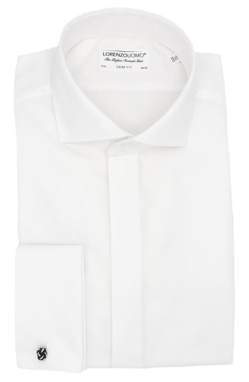 Lorenzo Uomo Trim Fit Diamond Pattern Tuxedo Shirt in White