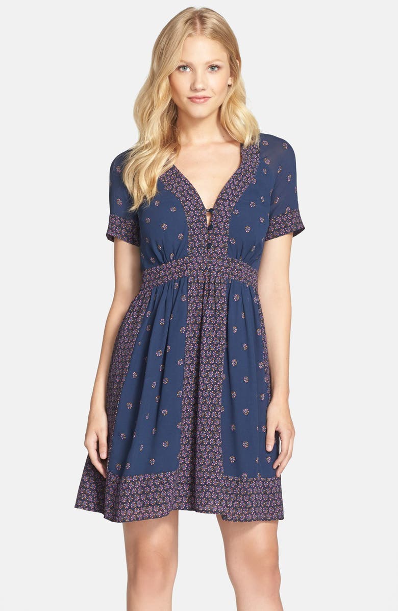 French Connection 'Woodstock' Border Print Georgette Fit & Flare Dress ...