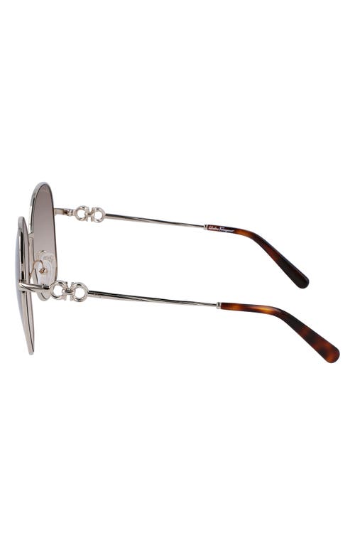 Ferragamo Gancini Rounded Oversized Square Metal Sunglasses In Gold/brown Sand Gradient