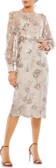 Mac Duggal Sequin Floral Long Sleeve Cocktail Dress | Nordstrom