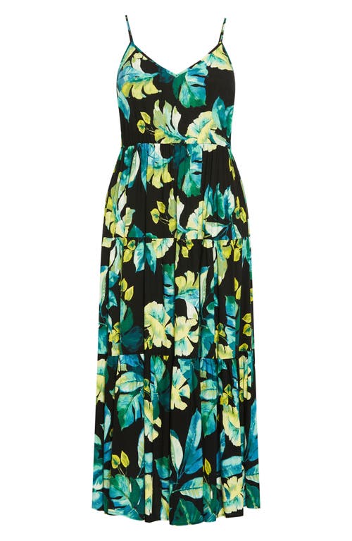 Shop City Chic Tropical Print Maxi Sundress In Tropical Oasis