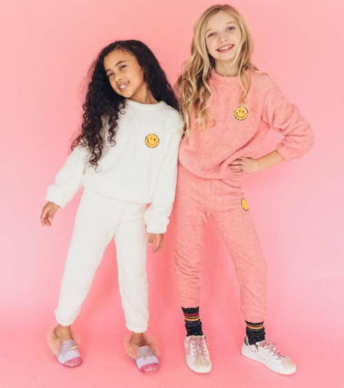 Shop Lola + The Boys Bright Smile Patch Fuzzy Set In White