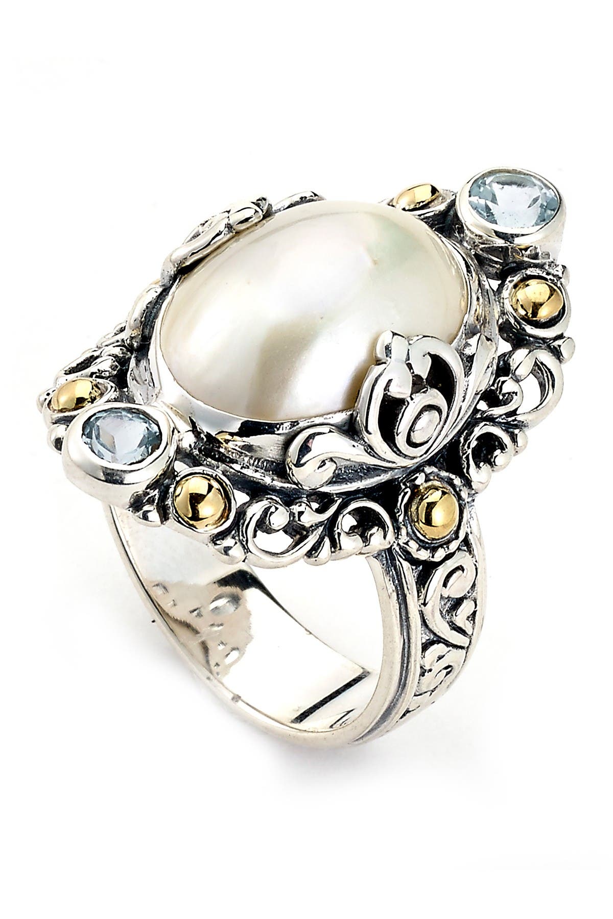 Samuel B Jewelry | 18K Gold & Sterling Silver 4mm Mabe Pearl, Blue ...