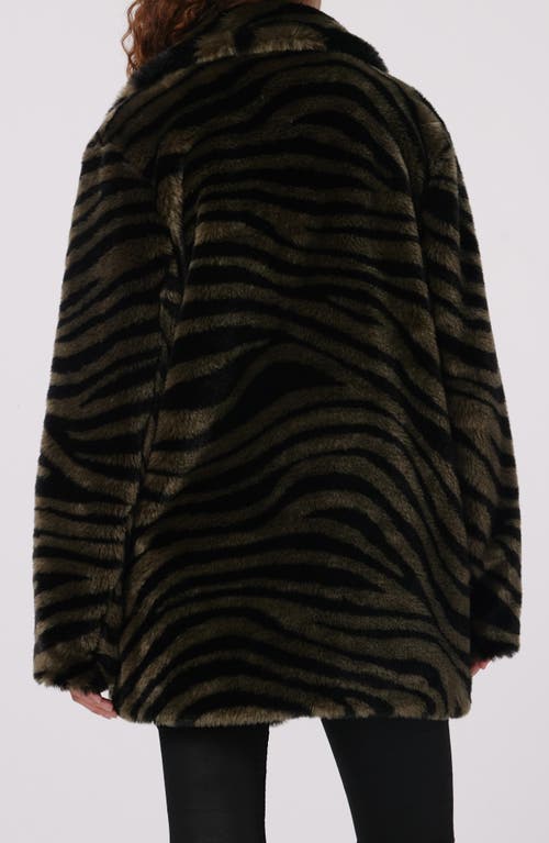 Shop Diane Von Furstenberg Tanesha Faux Fur Coat In Zebra Olive