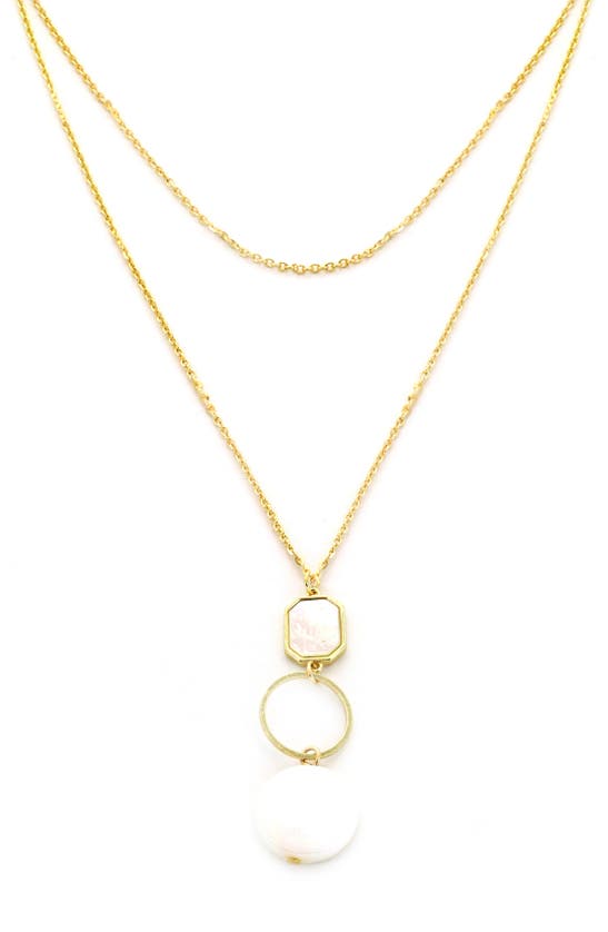 Shop Panacea Stone & Imitation Pearl Drop Pendant Necklace In White