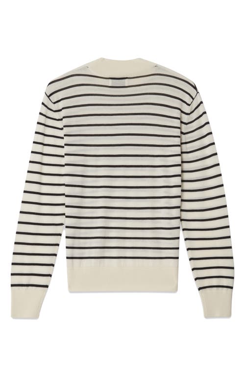 Shop Blk Dnm Stripe Wool & Silk Sweater In White